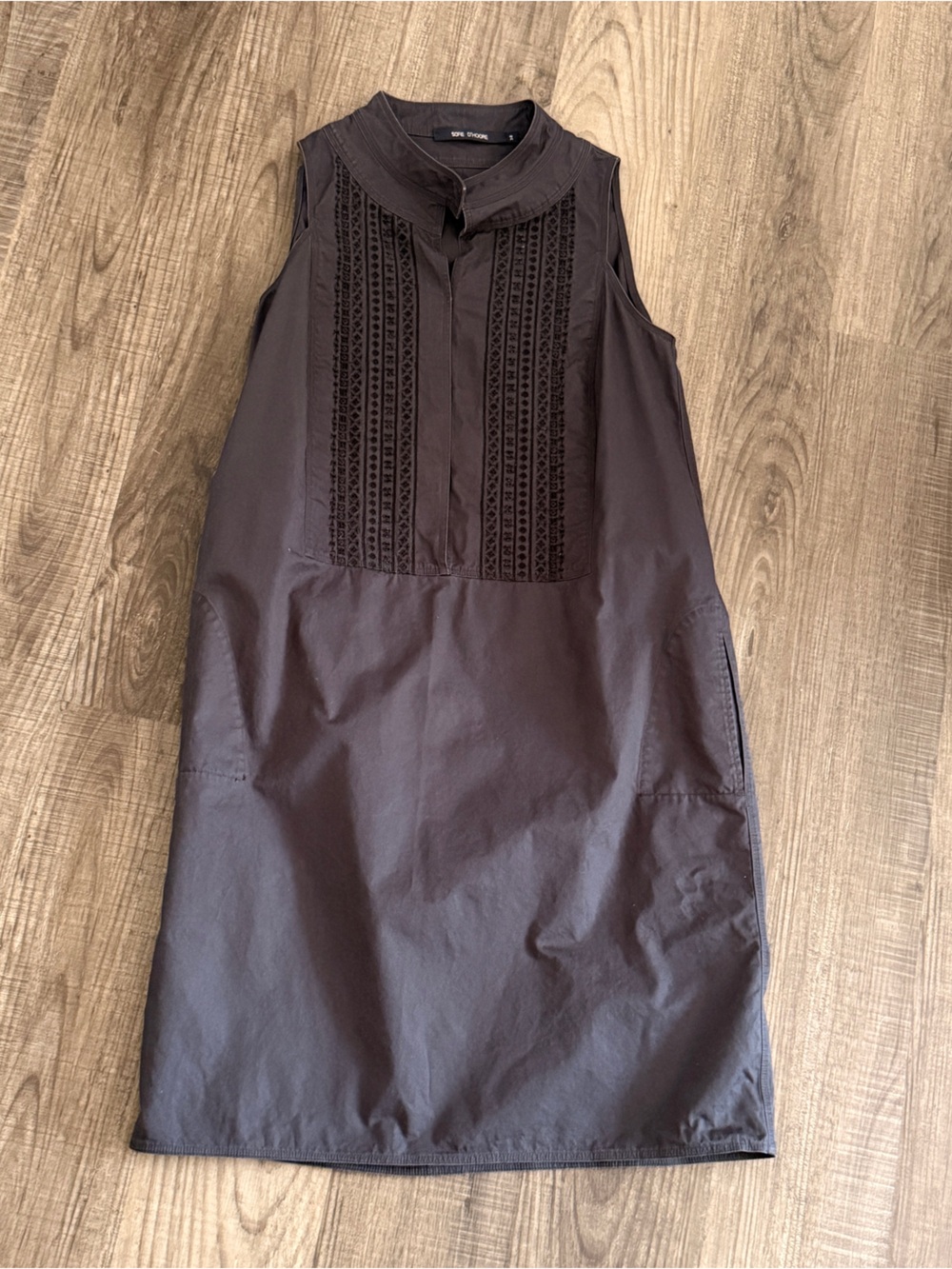 Sofie D'Hoore Black Embroidered Eyelet Cotton Shift Dress Sz 38